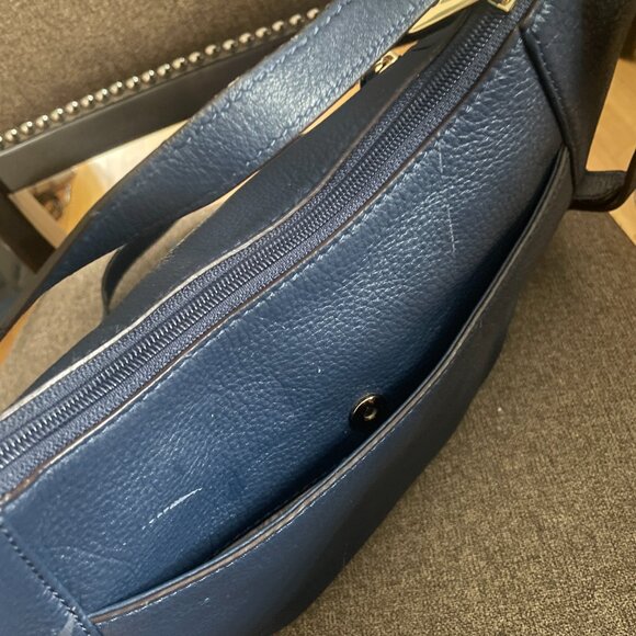 Michael Kors Navy Leather Tassel Crossbody Bag - Picture 7 of 14